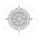 A sketch-style design of a basketball hoop with intricate dotwork patterns representing the stars in the sky, surrounded by religious symbols tattoo design idea