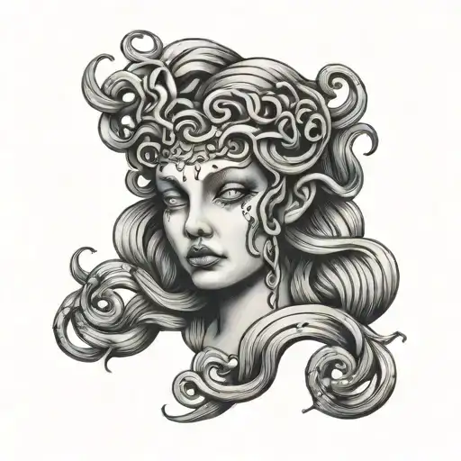 medusa head crying eye tattoo design idea