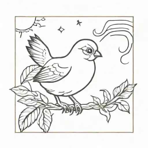 Minimal black tattoo a cute hen's chick with beautiful eyes which love moon tattoo design idea