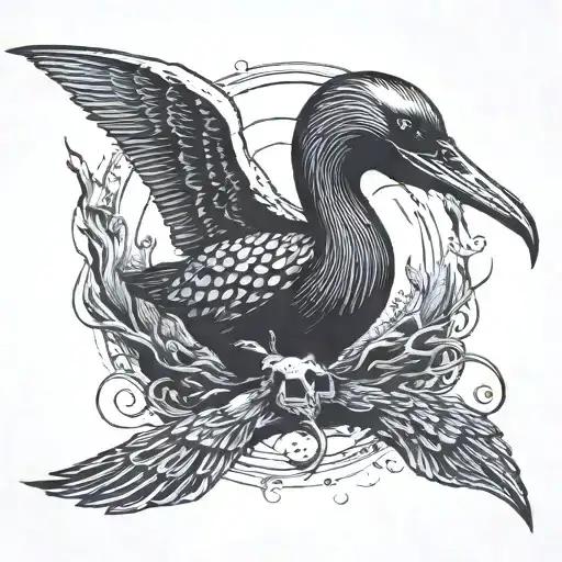 loon and demon tattoo design idea
