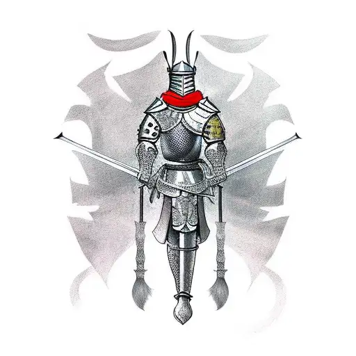injured Medieval knight tattoo design idea