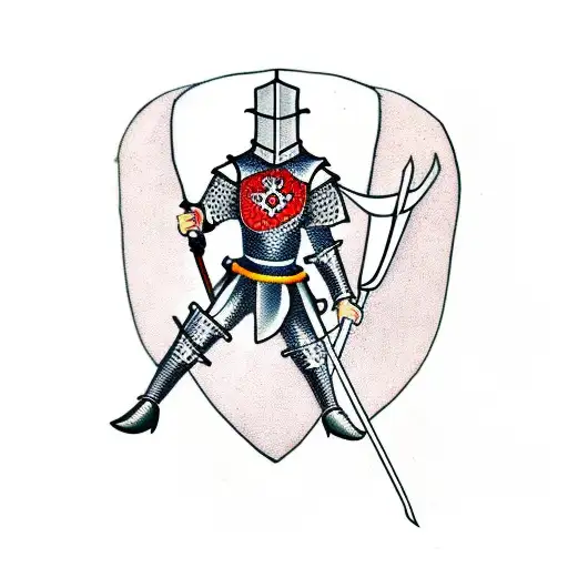 injured Medieval knight tattoo design idea