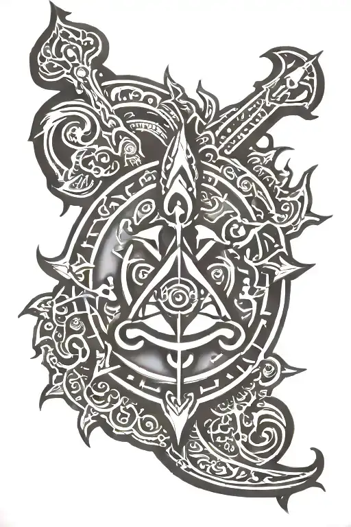 trishul trident with a mantra and rudraksh tattoo design idea