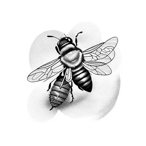 Honey Bee with flowers tattoo design idea