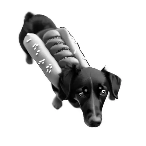 a dog in a hot dog costume tattoo design idea