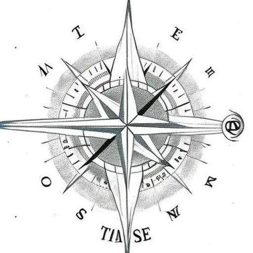 Compass trees mountain tattoo design idea