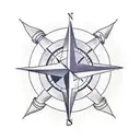 Compass trees mountain tattoo design idea