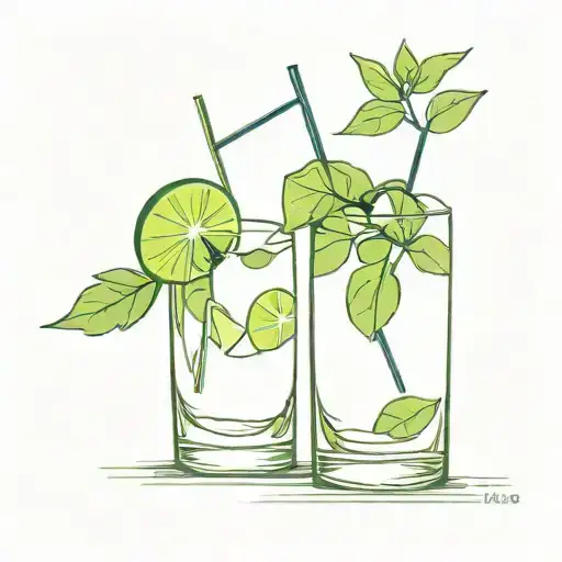 two mojito glasses marches  tattoo design idea