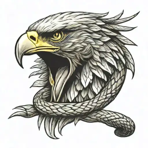 mexican eagle biting snake wrapped tattoo design idea