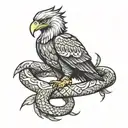 mexican eagle biting snake wrapped tattoo design idea