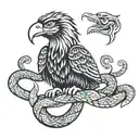 mexican eagle biting snake wrapped tattoo design idea