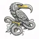 mexican eagle biting snake wrapped tattoo design idea