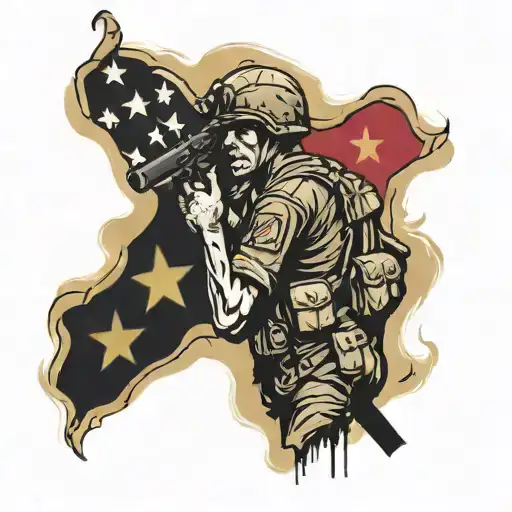 Vietnam war memorial and fallen soldier mural style tattoo tattoo design idea