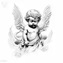 cherub pray tattoo design idea