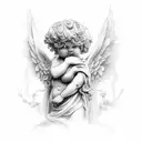 cherub pray tattoo design idea