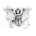 cherub pray tattoo design idea