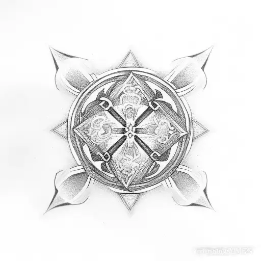Maltese cross combined with shamrock  tattoo design idea