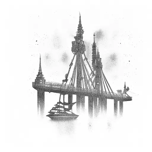 Underwater cityscape with the Emmabrug Curacao as a prominent feature tattoo design idea