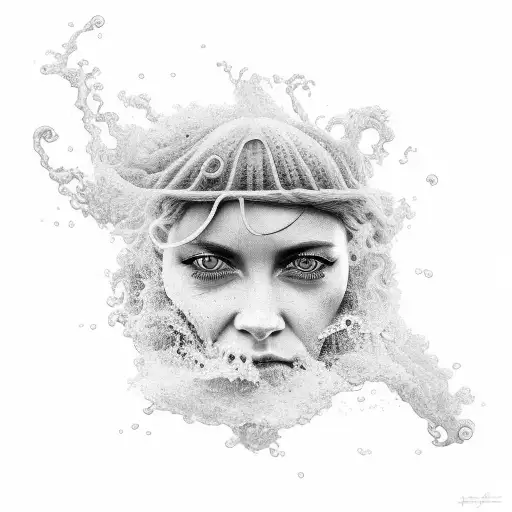 A realistic black and grey portrait of the Emmabrug Curacao with waves crashing around it tattoo design idea