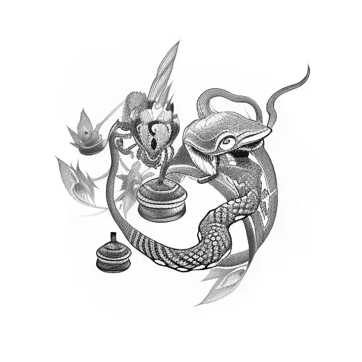 poppy and cobra around tattoo design idea
