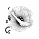 cobra wrapped around a poppy tattoo design idea