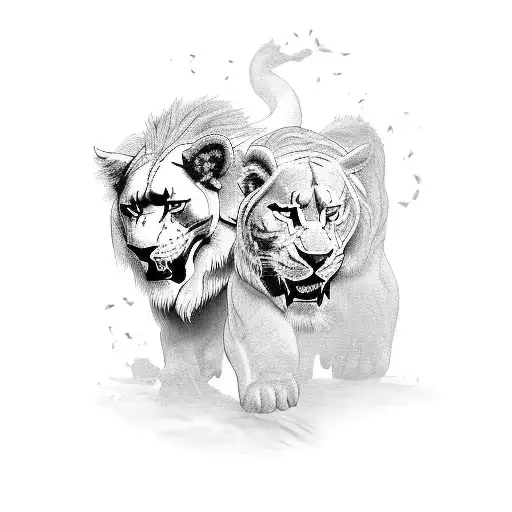 three lions tattoo design idea