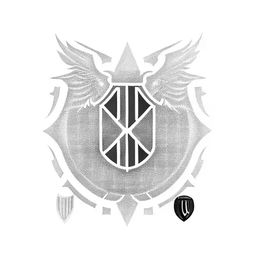 Incorporate the AC Milan crest into a blackwork tattoo of a football tattoo design idea