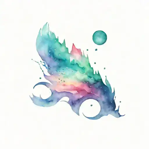 aurora borealis in the sky tattoo design idea