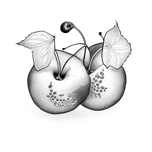 a pair of cherries with babes wire  tattoo design idea