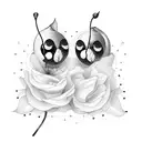 a pair of cherries with babes wire  tattoo design idea