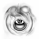 eye puzzle piece with wicked background tattoo design idea