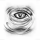 eye puzzle piece with wicked background tattoo design idea