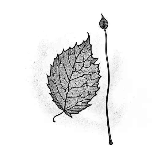 A vibrant autumn leaf swirling in a gust of wind tattoo design idea