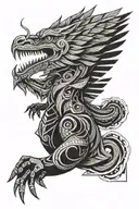 Quetzalcoatl with lightning striking tattoo design idea