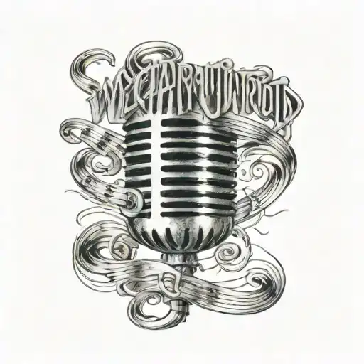 A microphone with soundwaves forming the lyrics 'We’ll Scream Til’ The World Gets Sick Of Us' tattoo design idea