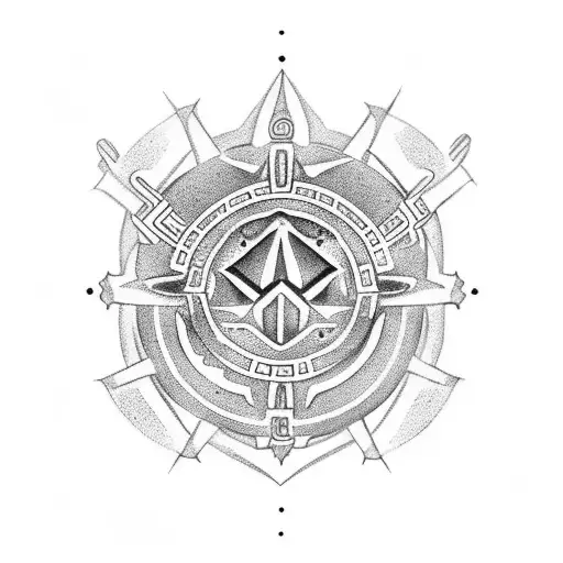 Incorporate symbols of Ogun and orixás in a celestial-themed tattoo tattoo design idea