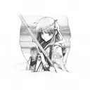 Sketch-style tattoo of a memorable manga panel tattoo design idea