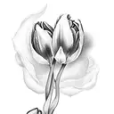 two tulips to the left of song of solomon 4:7 in a pretty cursive  tattoo design idea