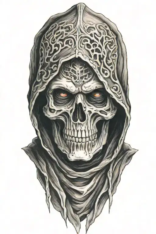 hooded grim reaper tattoo design idea