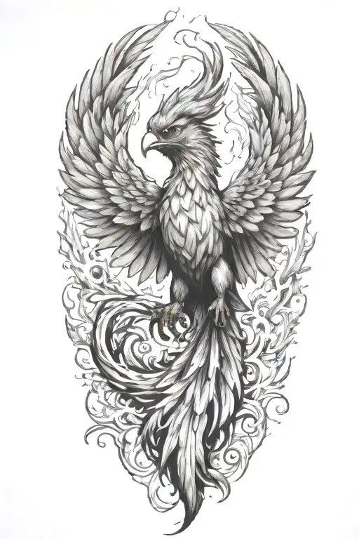 phoenix rising from the ashes tattoo design idea