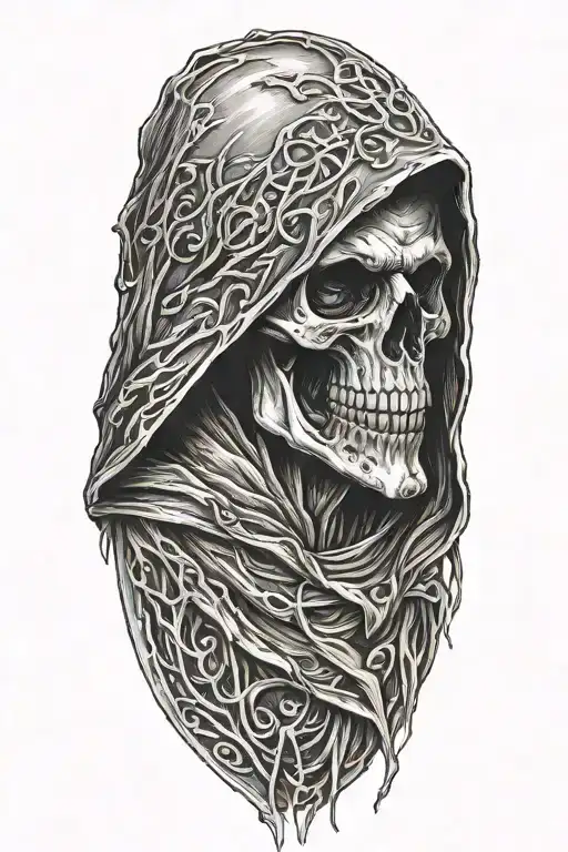 hooded grim reaper tattoo design idea