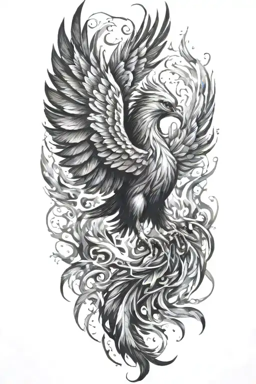 phoenix rising from the ashes tattoo design idea