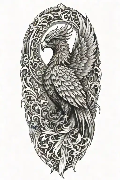 phoenix rising from the ashes tattoo design idea