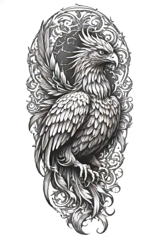 phoenix rising from the ashes tattoo design idea
