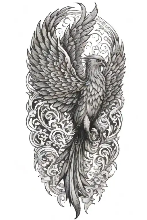 phoenix rising from the ashes tattoo design idea