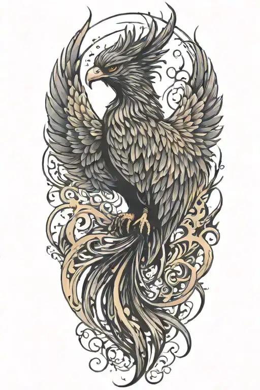 phoenix rising from the ashes tattoo design idea