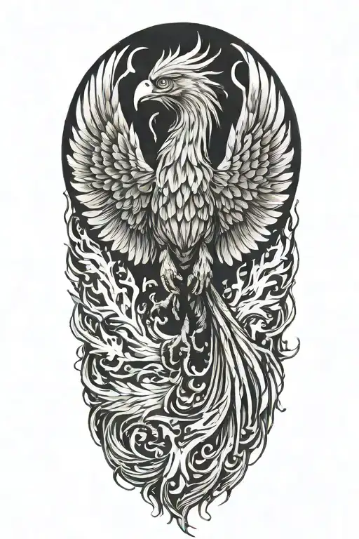 phoenix rising from the ashes tattoo design idea
