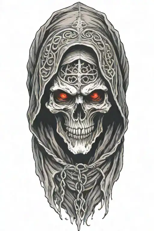 hooded grim reaper tattoo design idea