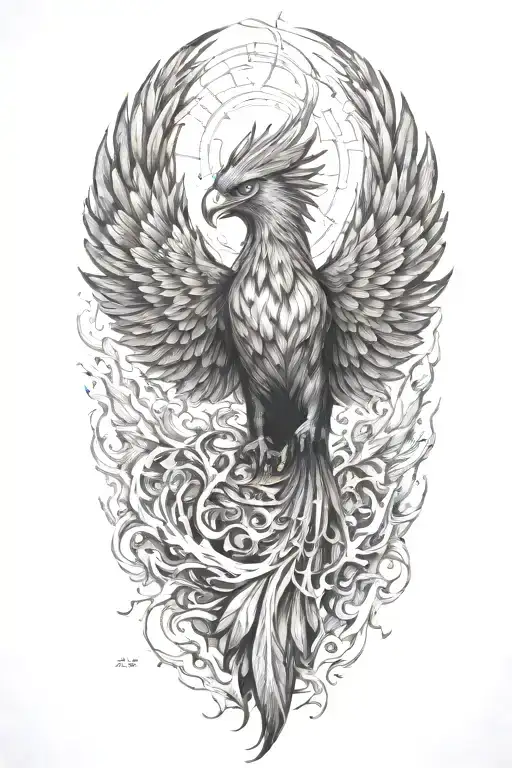 phoenix rising from the ashes tattoo design idea