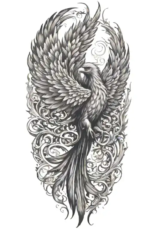 phoenix rising from the ashes tattoo design idea